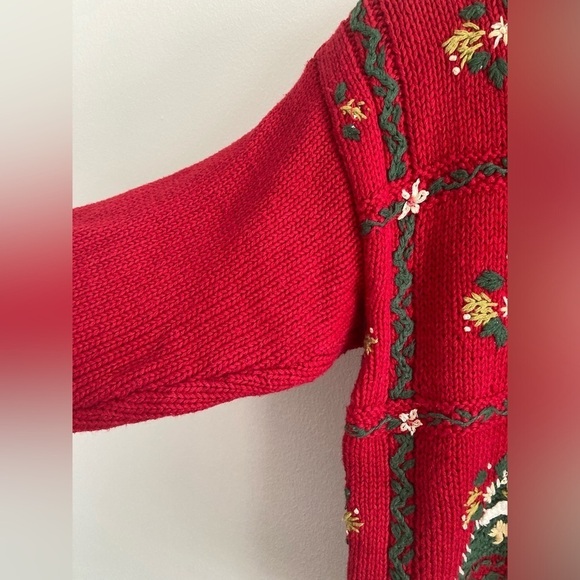 Vintage 99 Y2K Heirloom Collectibles Hand Knit Christmas Tree Sweater Petite - Picture 2 of 11